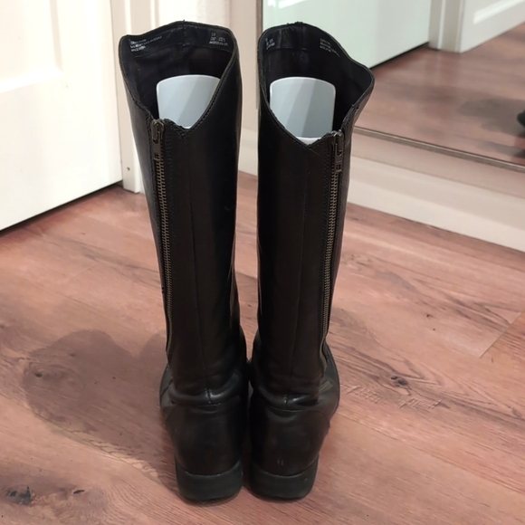 Born black leather tall 17" riding boots asymmetrical zipper soft goth - Picture 3 of 9